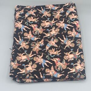 Hi Fashion Fabrics Cherubs Black Background Fabric Victorian Style Cupid Print